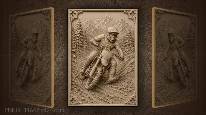 Motocross rider speed dirt track mountains 3d STL model