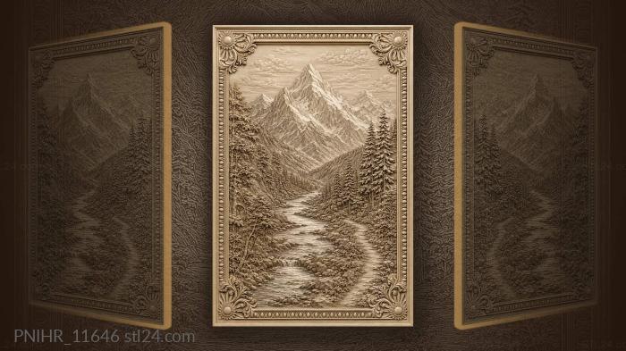 River winding through a wooded valley 3d STL model