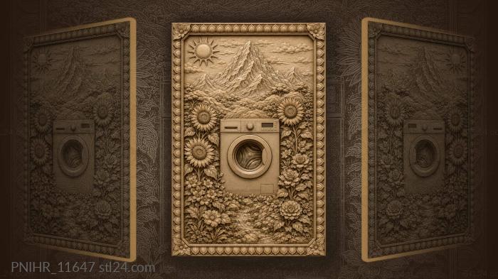 Mountain scene with washing machine 3d STL model