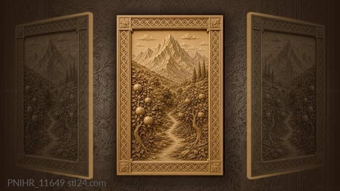 Pomegranate trees mountain path vista 3d STL model
