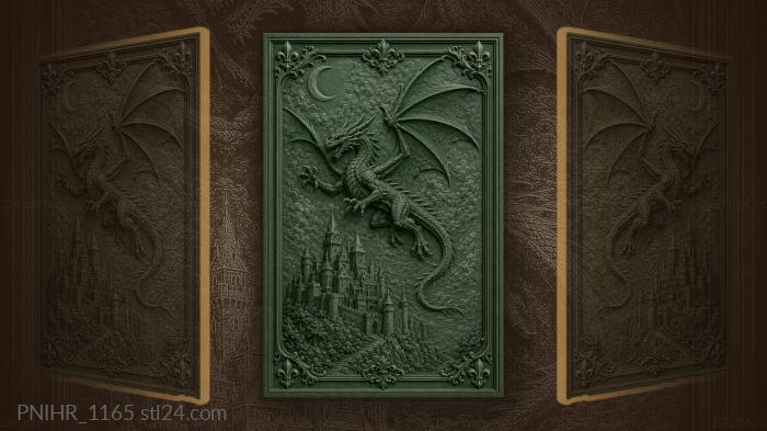 Dragon ascends to moonlit castle 3d STL model