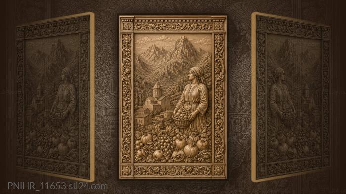 Villager with a fruit basket by the church 3d STL model