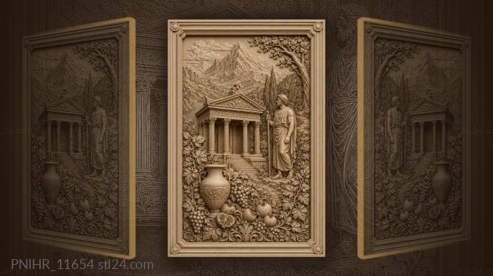 Traveller with a staff by an ancient temple 3d STL model