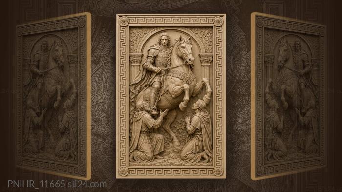 Two kneeling before the mounted knight 3d STL model