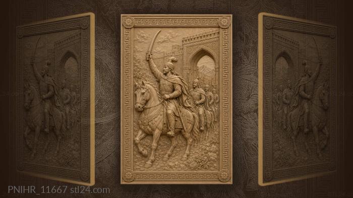 Leader leading horsemen to an arched gate 3d STL model