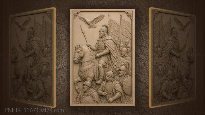 Spearman leading a troop with banners 3d STL model