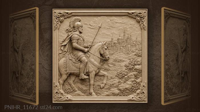 Warrior with a spear before a domed city 3d STL model