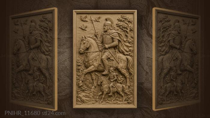 Two horsemen beneath flying birds 3d STL model