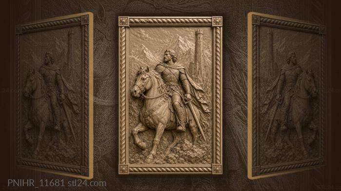 Drawn sword by a tower in snowy mountains 3d STL model