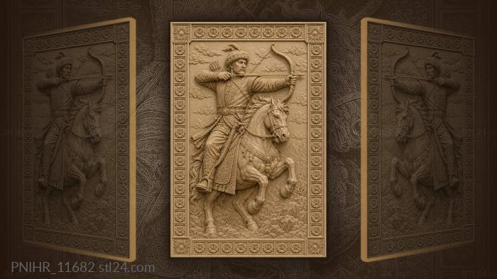 Fur hatted archer shooting from rearing horse 3d STL model