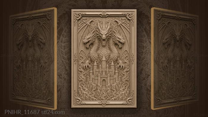 Three heads above a burning stronghold 3d STL model