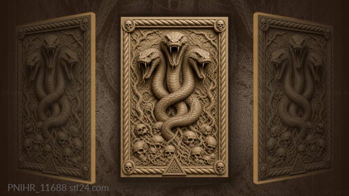 Three headed serpent skulls and roots 3d STL model