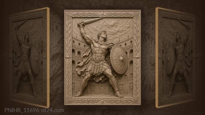Gladiator in arena fierce combat 3d STL model