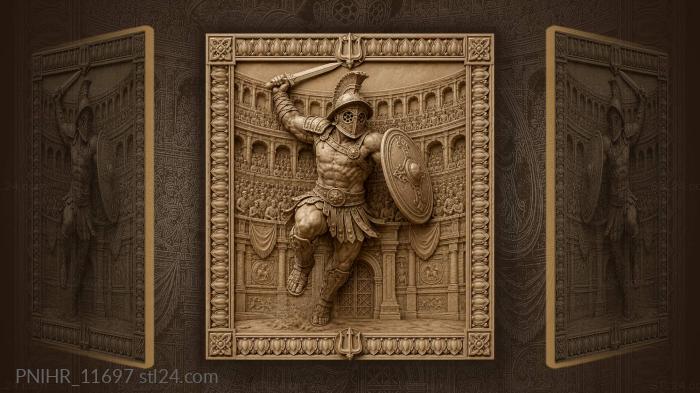 Gladiator with sword before packed stands 3d STL model