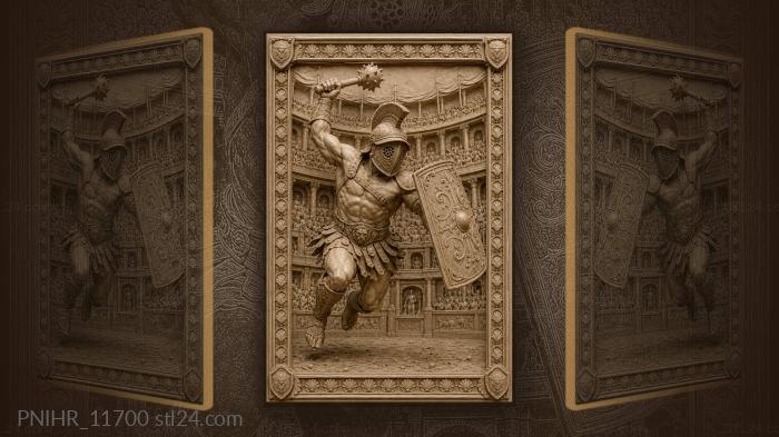 Gladiator with mace before packed stands 3d STL model