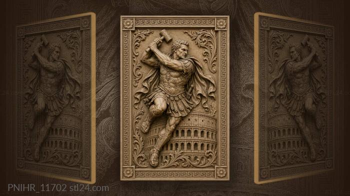 Roman warrior with raised mallet 3d STL model