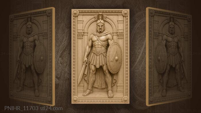 Spartan with sword before colonnade 3d STL model