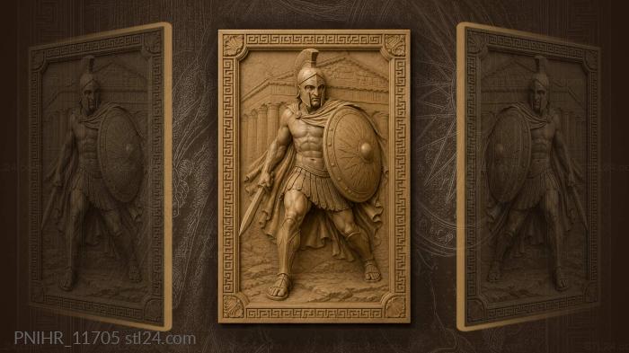 Warrior in greaves before facade 3d STL model
