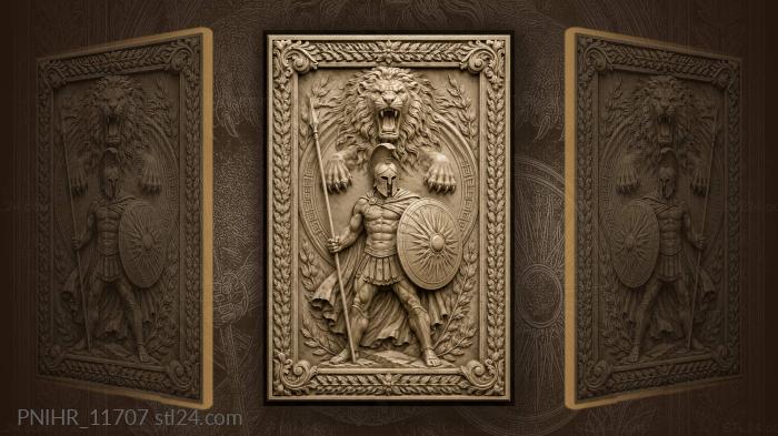 Spartan beneath a roaring lion 3d STL model