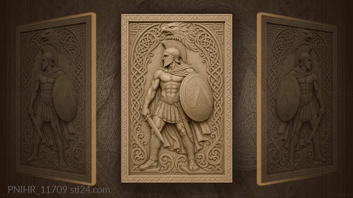 Spartan warrior with griffin emblem 3d STL model
