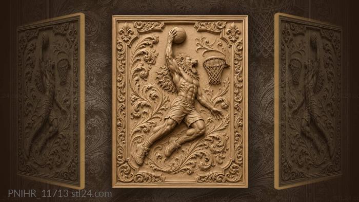 Athlete lion head basketball action 3d STL model