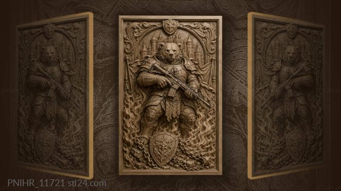 Beorn the bear warrior before a castle 3d STL model