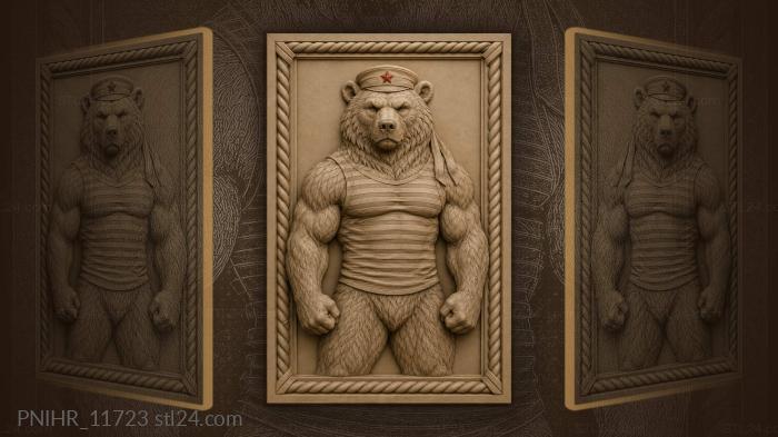 Strong bear sailor with star 3d STL model