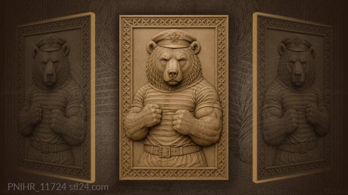 Bear sailor with red star 3d STL model