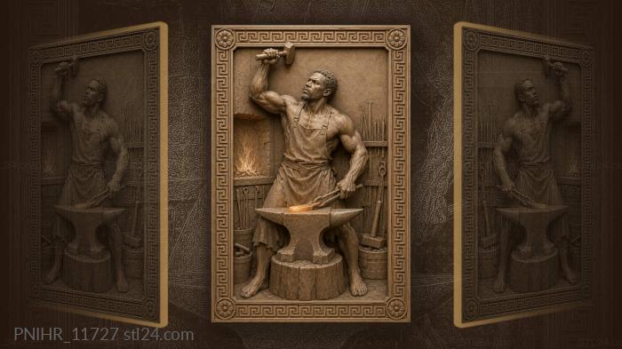 Smith over a glowing piece of iron 3d STL model
