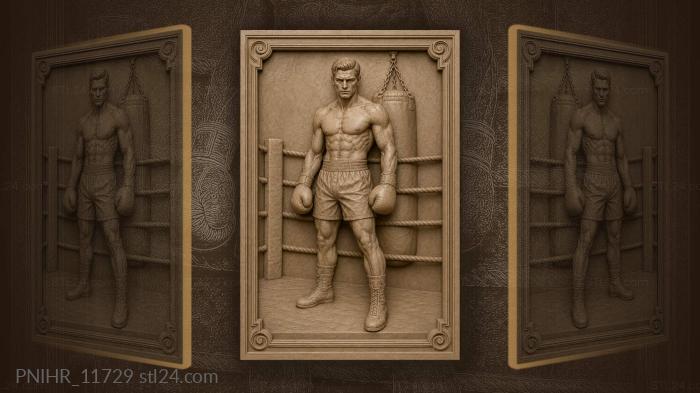 Heavy bag behind him by the ropes 3d STL model