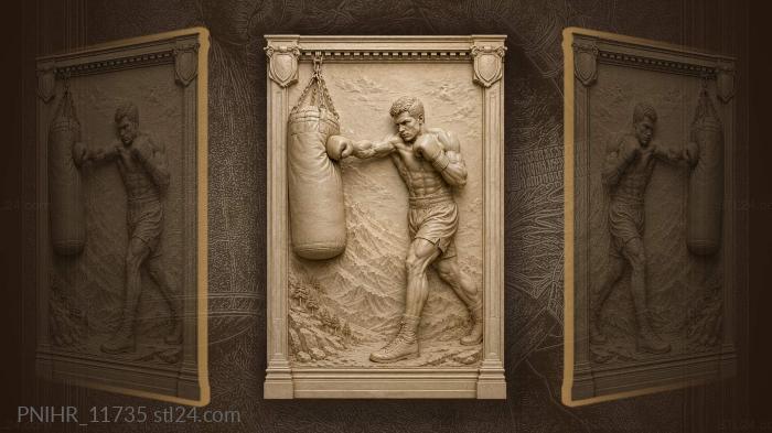 Boxer striking hanging heavy bag 3d STL model