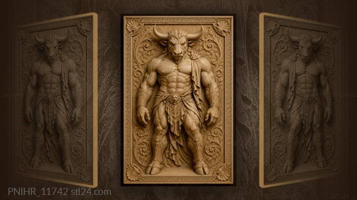 Powerful bull man ancient warrior 3d STL model