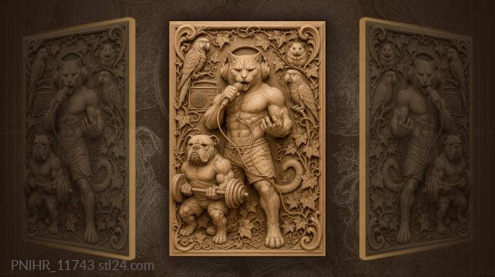 Singing cat with athletic friends 3d STL model