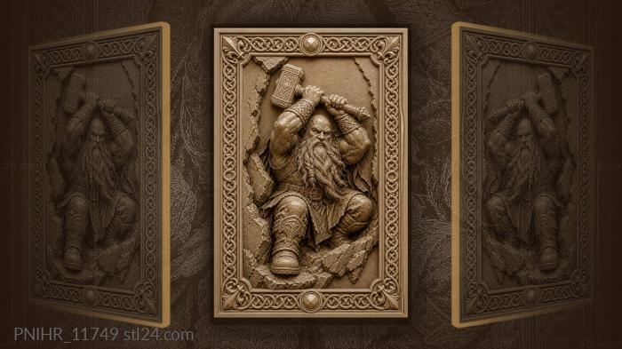 Bearded dwarf with a heavy hammer 3d STL model
