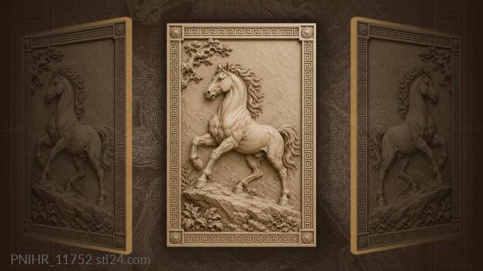 Galloping horse among rocks foliage 3d STL model