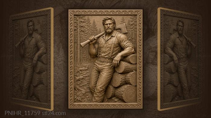 Strong lumberjack in forest setting 3d STL model