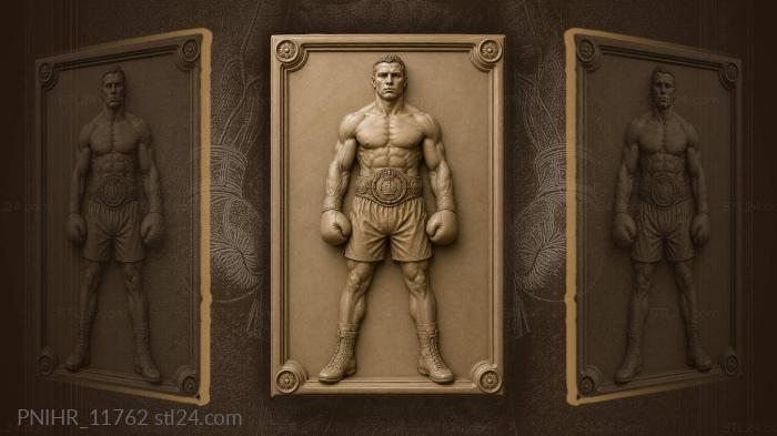 Champion boxer with crown belt 3d STL model