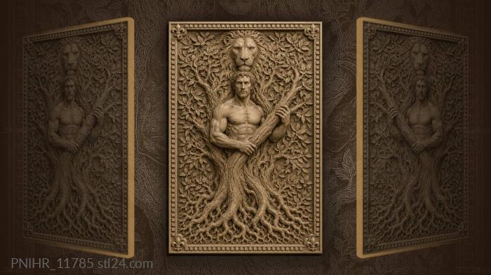 Man rising from a trunk with a branch 3d STL model