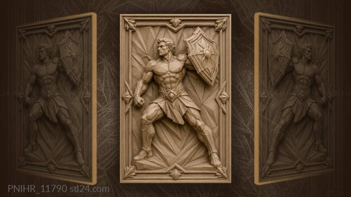 Raised shield in angular facets 3d STL model