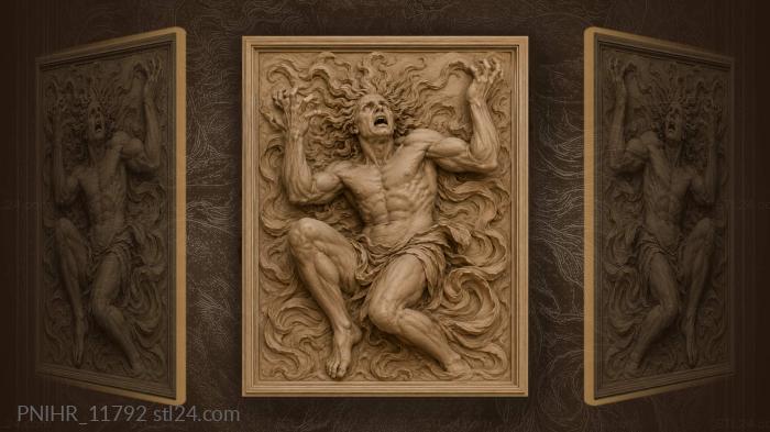 Muscular man with splayed hands and wild hair 3d STL model