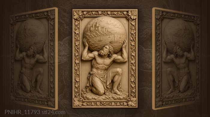 Atlas supporting world coastal landscape 3d STL model