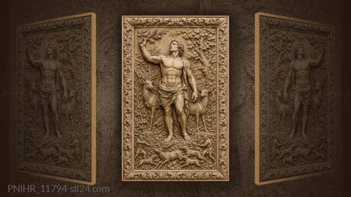 Strong man offering a branch to deer 3d STL model