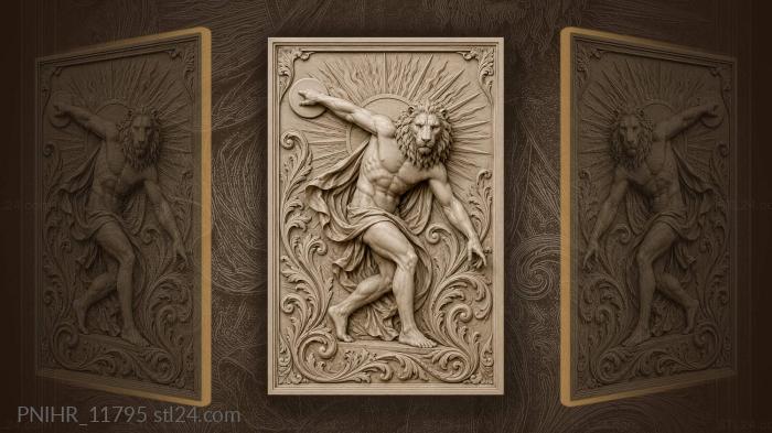 Lion headed man throwing a discus 3d STL model