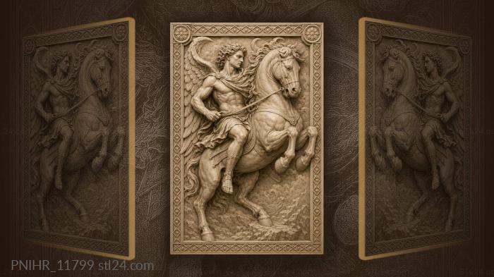 Winged rider on a rearing horse 3d STL model
