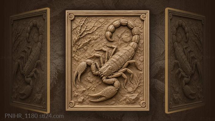 Scorpion amid corner spirals 3d STL model
