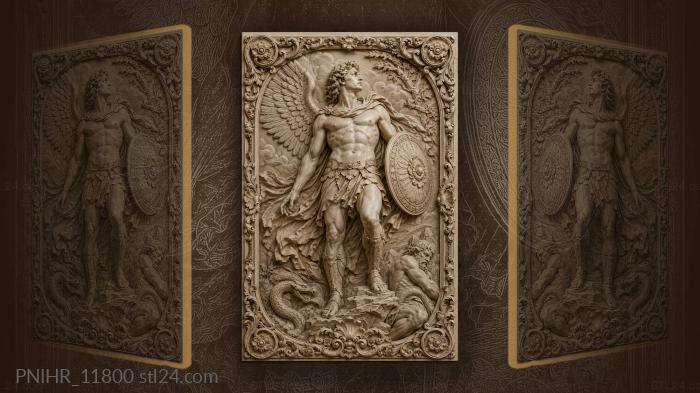Winged warrior with a rosette shield 3d STL model
