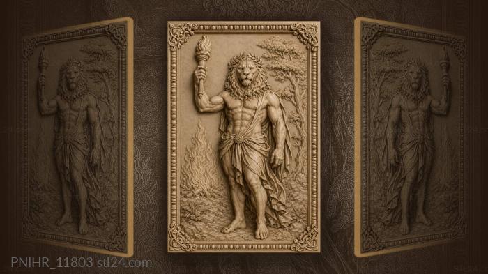 Torch raised above a bonfire in a wreath 3d STL model