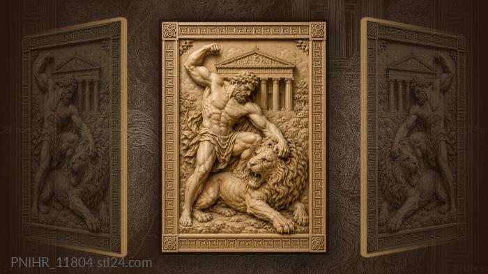 Heroic struggle with a lion 3d STL model