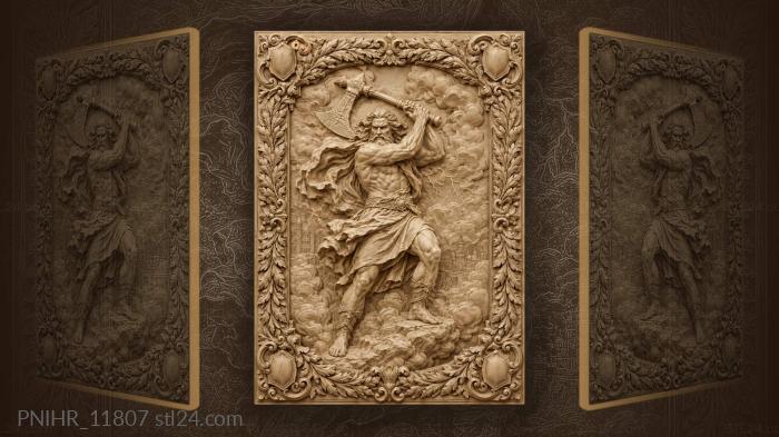 Perun with raised axe clouds 3d STL model