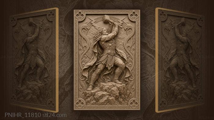 Thor raising his hammer on a crag 3d STL model